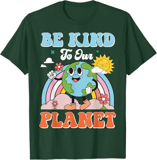 Earth Day Be Kind To Our Planet Retro Cute Earth Day T-Shirt - T-Shirt | Forest
