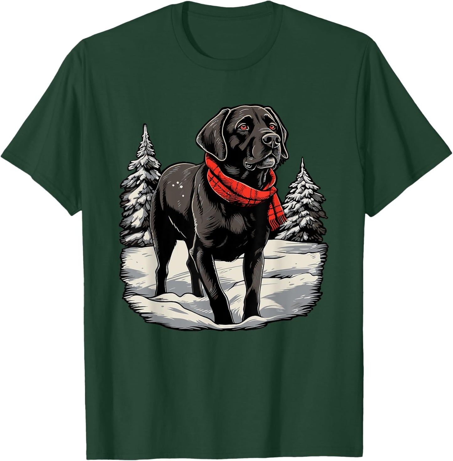 Black Labrador Christmas Santa Hat Xmas Pajama T-Shirt - T-Shirt | Forest
