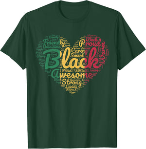 Valentines Day Juneteenth Black History Month Proud Heart T-Shirt - T-Shirt | Forest