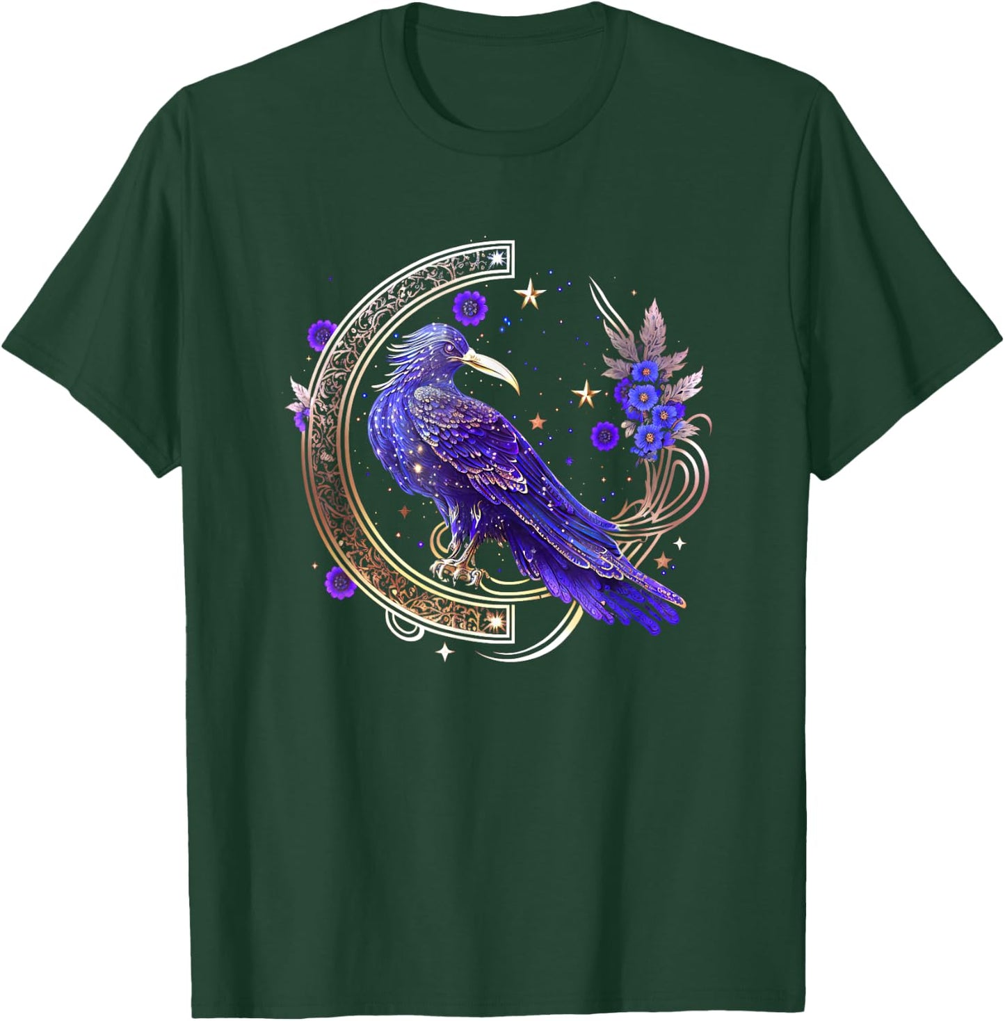 Asgard Trends I Odin Thor Freya Viking Rune Design Mystical Crow, Raven Birds, Nordic, Celtic, Wicca, Morrigan Casual - Black, Small, Short Sleeve T-Shirt - T-Shirt | Forest