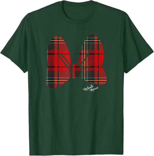Disney Minnie Mouse Flannel Plaid Pattern Classic Bow T-Shirt - T-Shirt | Forest