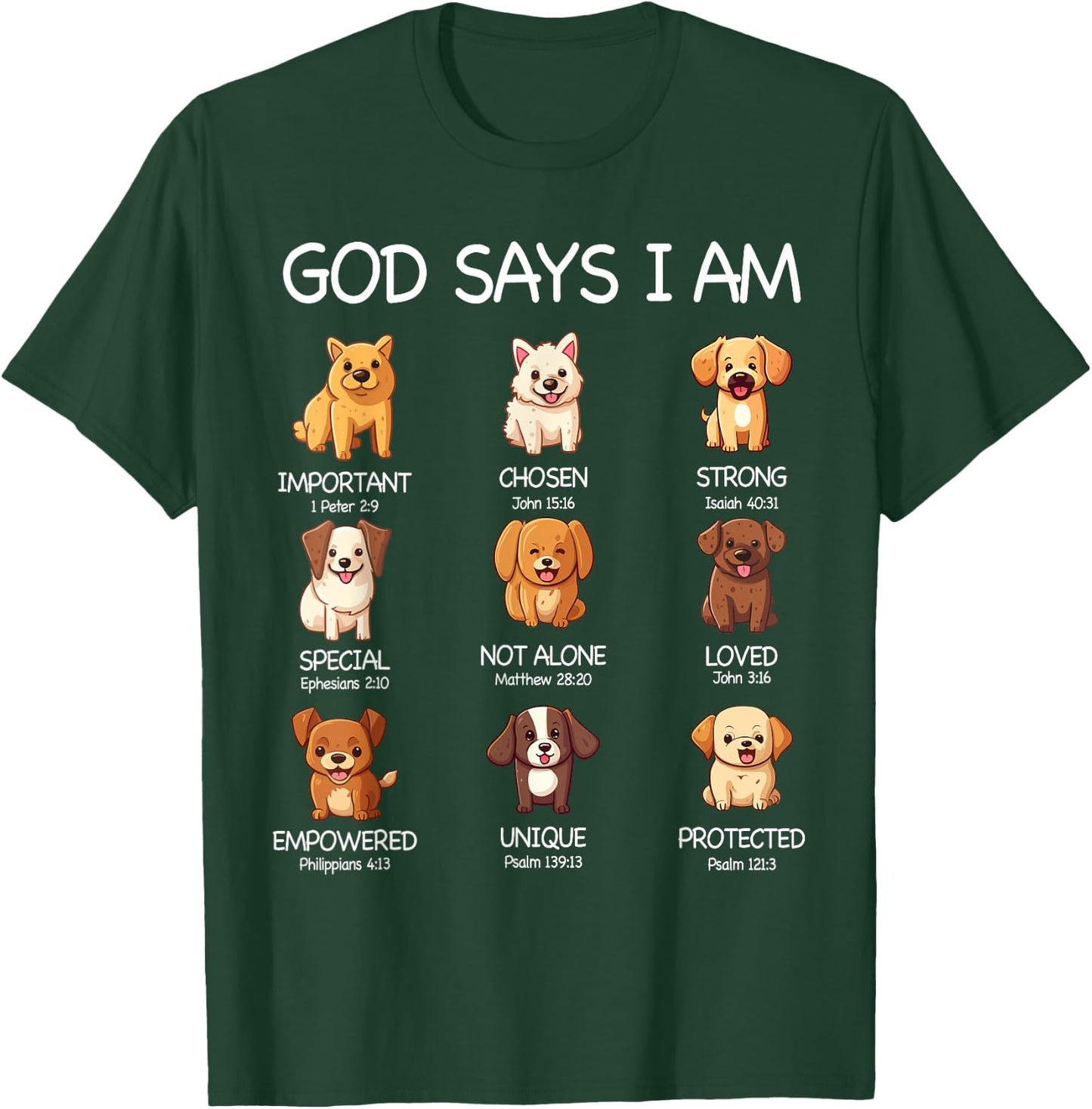 God Says I Am Cute Dogs Bible Verse Christian Boys Girls T-Shirt - T-Shirt | Forest