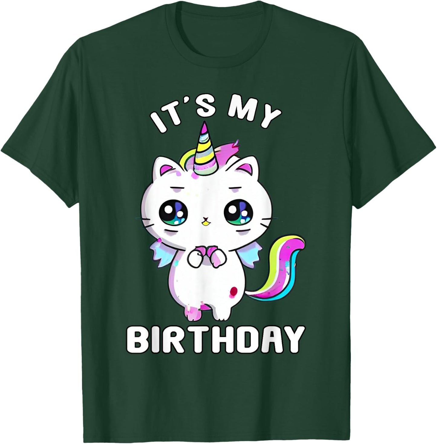 It's My Birthday Caticorn Meowgical Cat Kittycorn Unicorn Women Kids T-Shirt - T-Shirt | Forest