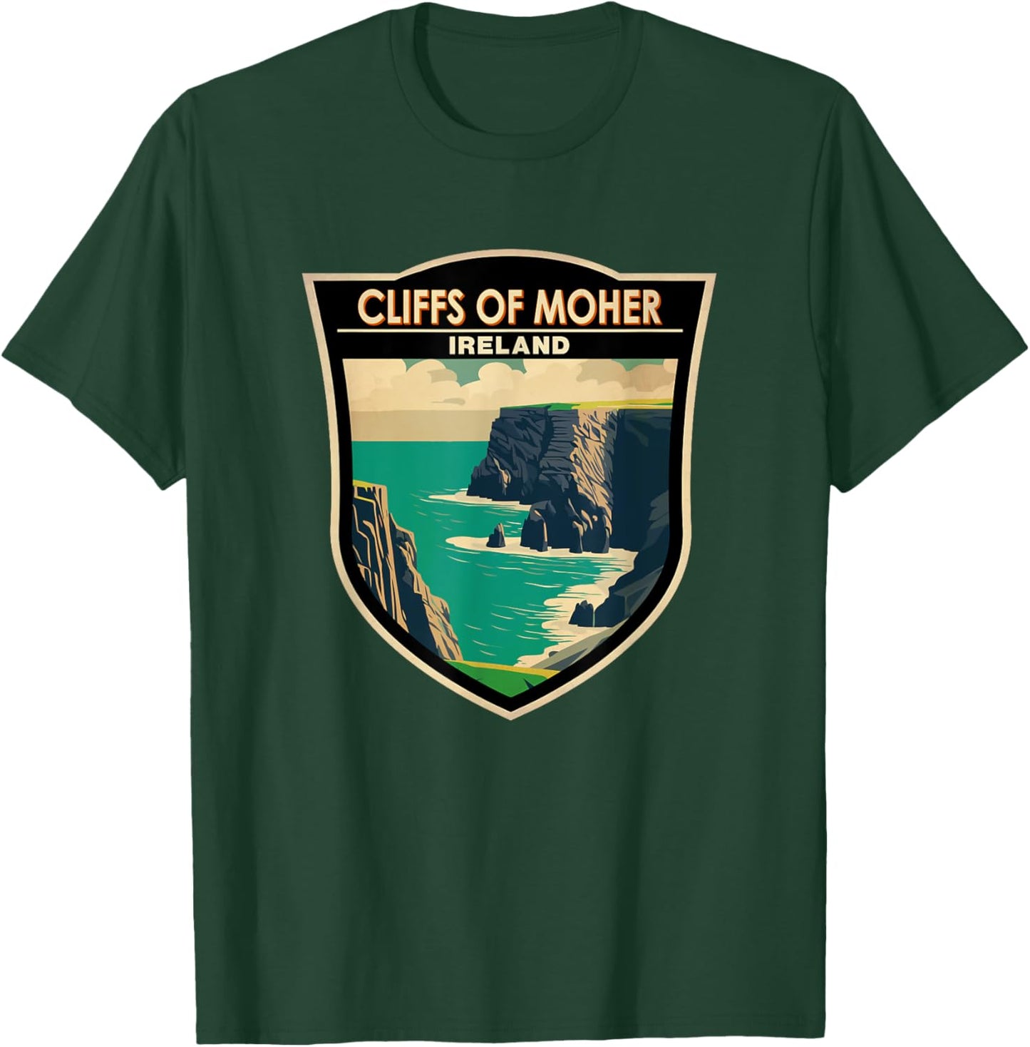 Cliffs of Moher Ireland Landmark Badge Vintage T-Shirt - T-Shirt | Forest