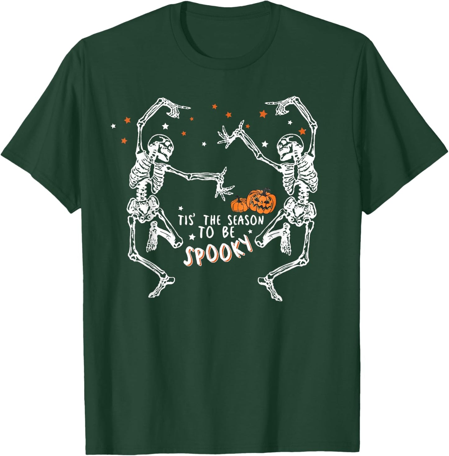 Tis The Season To Be Spooky Fall Halloween Dancing Skeleton T-Shirt - T-Shirt | Forest