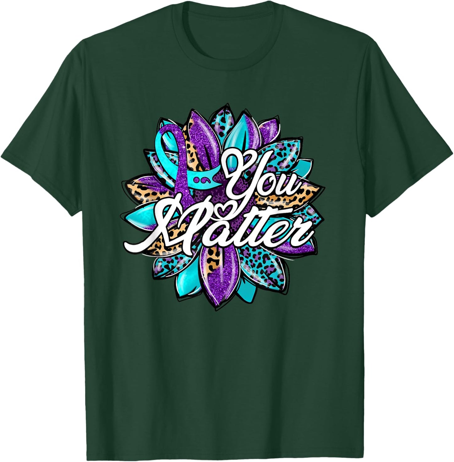 You Matter Sunflower Semicolon Leopard Suicide Prevention T-Shirt - T-Shirt | Forest