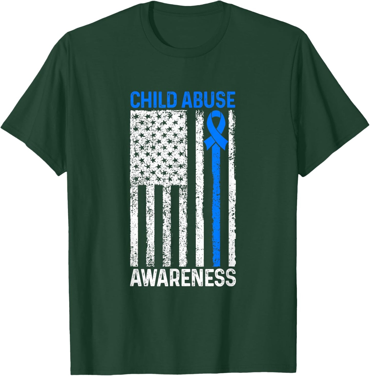 Child Abuse Awareness US Flag Child Abuse Prevention Month T-Shirt - T-Shirt | Forest