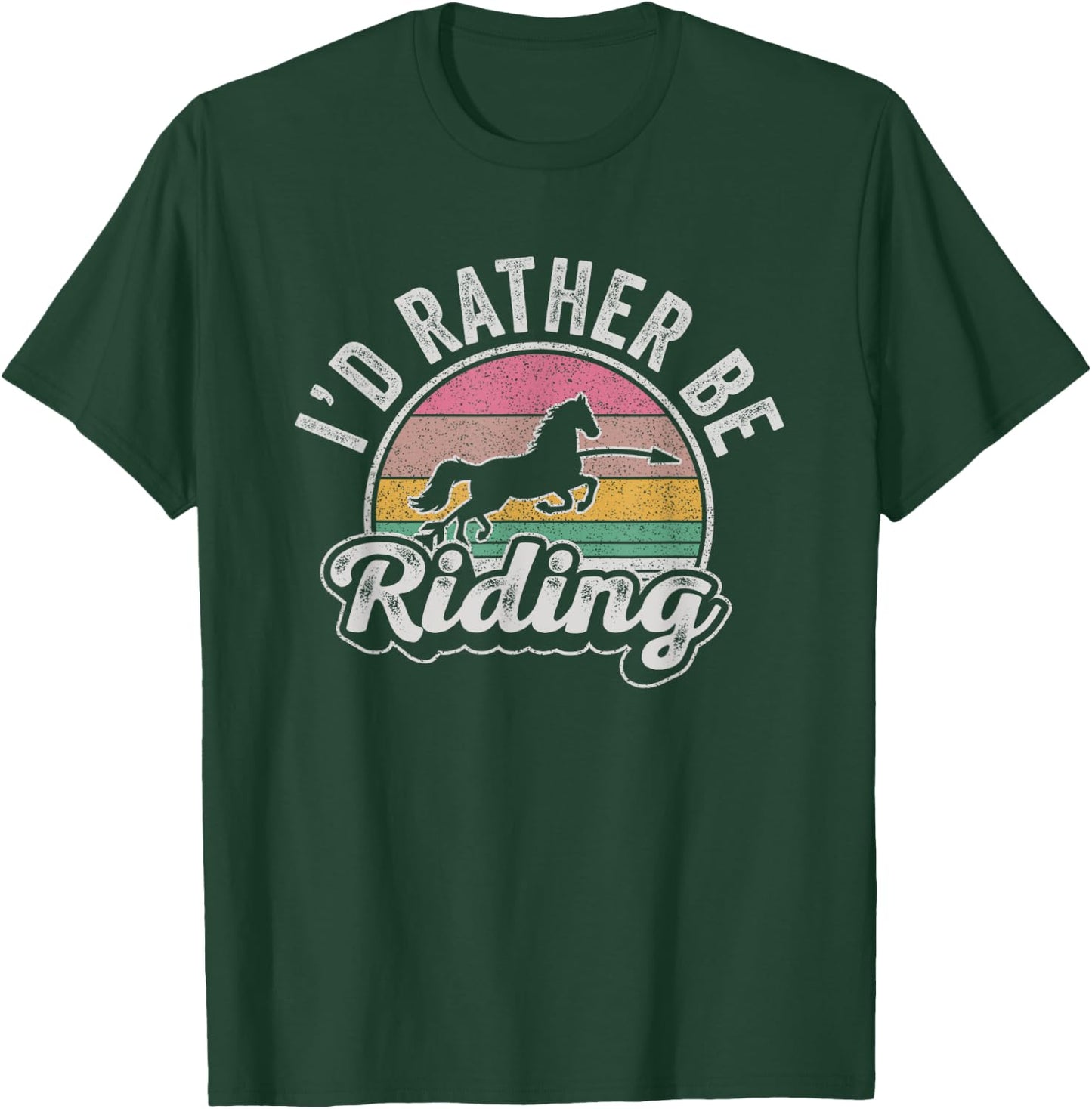 Horse Rider Retro I'd Rather Be Riding Horse Girl Kid Gift T-Shirt - T-Shirt | Forest