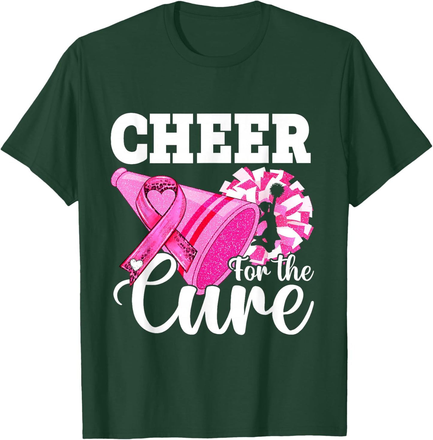 Cheer for Cure Pink Breast Cancer Awareness Cheerleader T-Shirt - T-Shirt | Forest