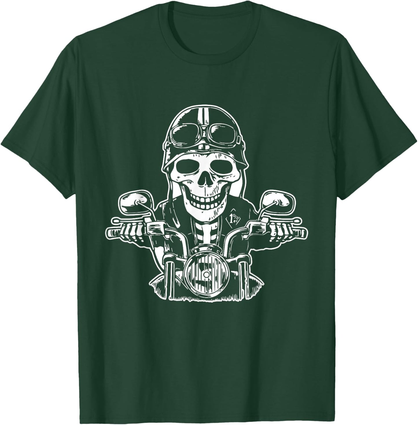 Skeleton Biker Lazy Halloween Costume Cool Motorcycle Skull T-Shirt - T-Shirt | Forest