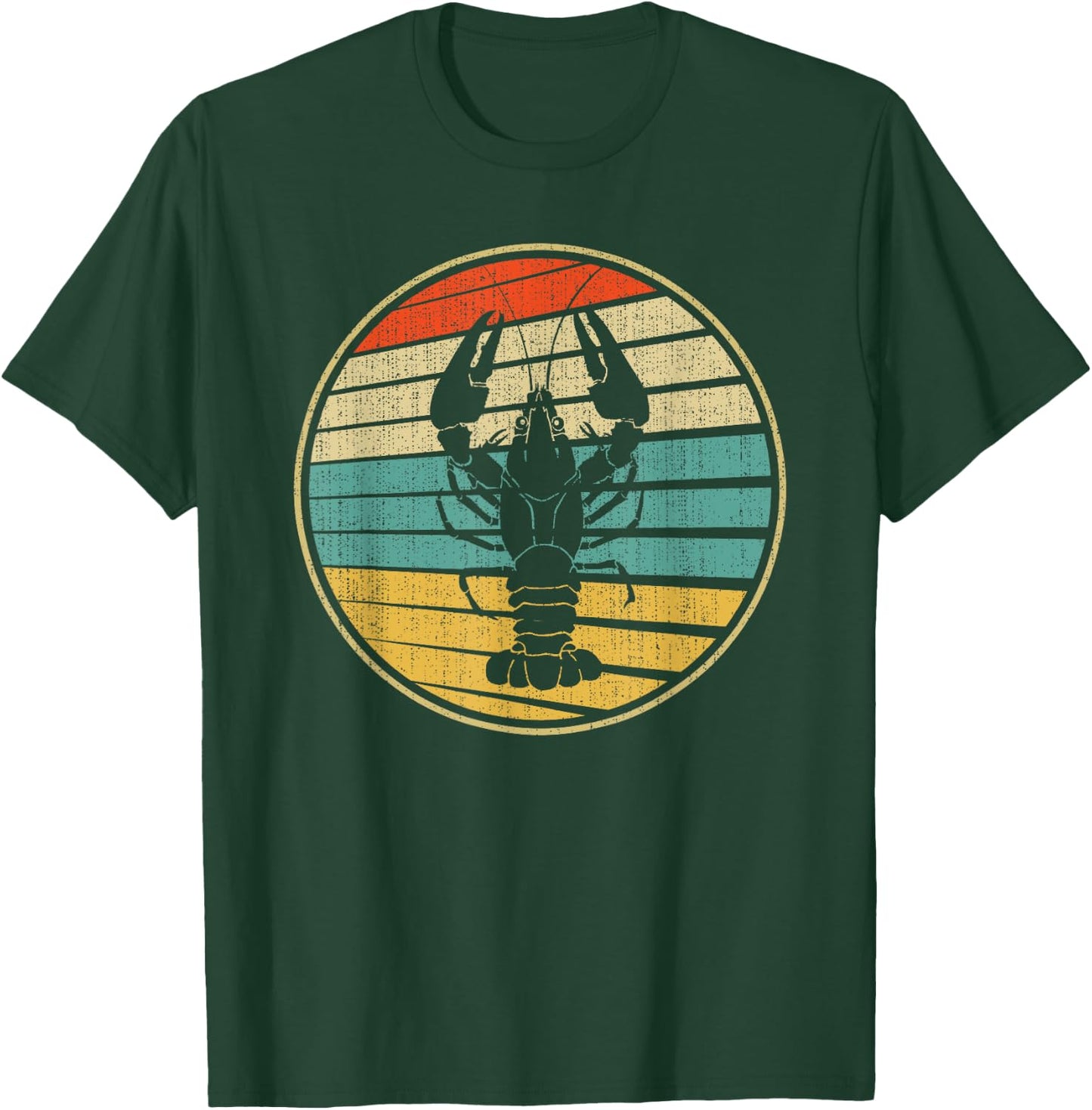 Retro Style Vintage Sea Crawfish Lobster Silhouette 60s 70s T-Shirt - T-Shirt | Forest