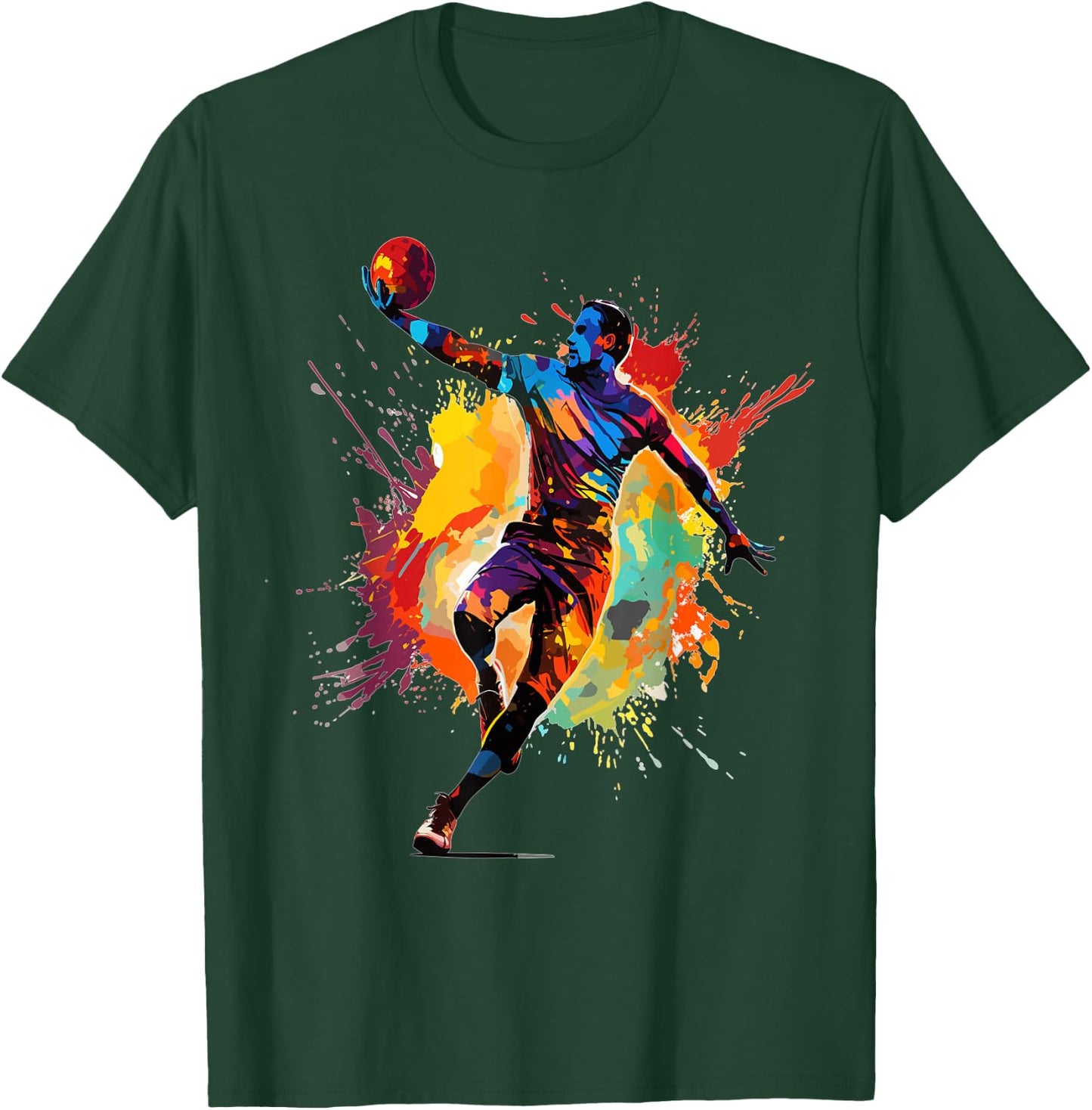 Handball player paint splash Men's handball T-Shirt - T-Shirt | Forest