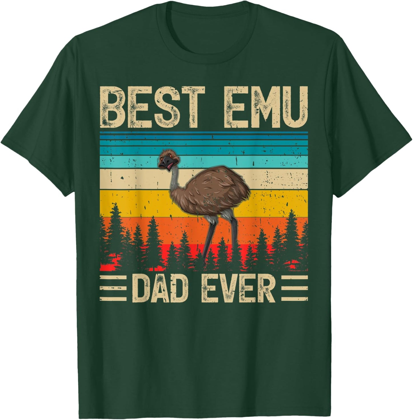 Emu Bird Vintage Funny Best Emu Dad Ever Father's Day T-Shirt - T-Shirt | Forest