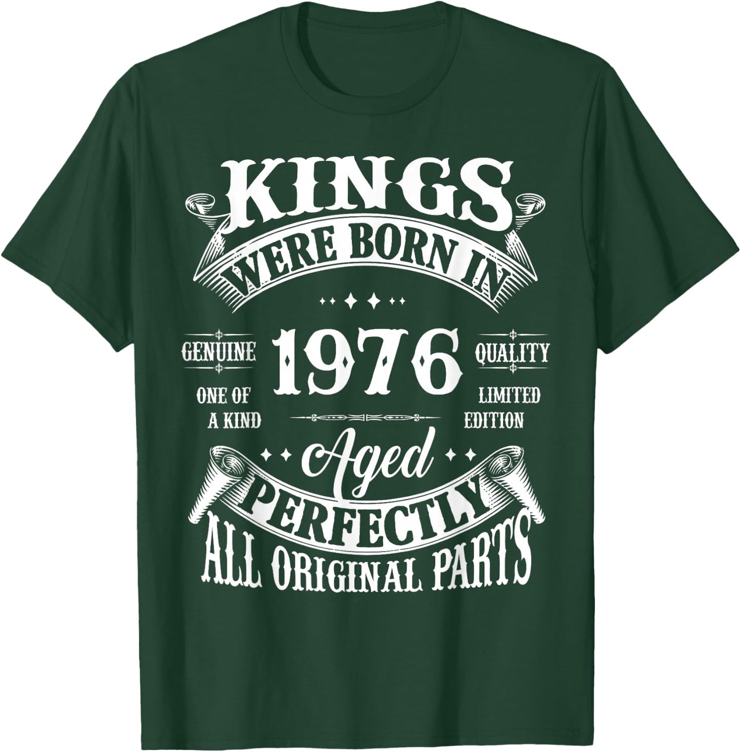 50th Birthday Gift Vintage Kings Born In 1976 50 Years Old T-Shirt - T-Shirt | Forest