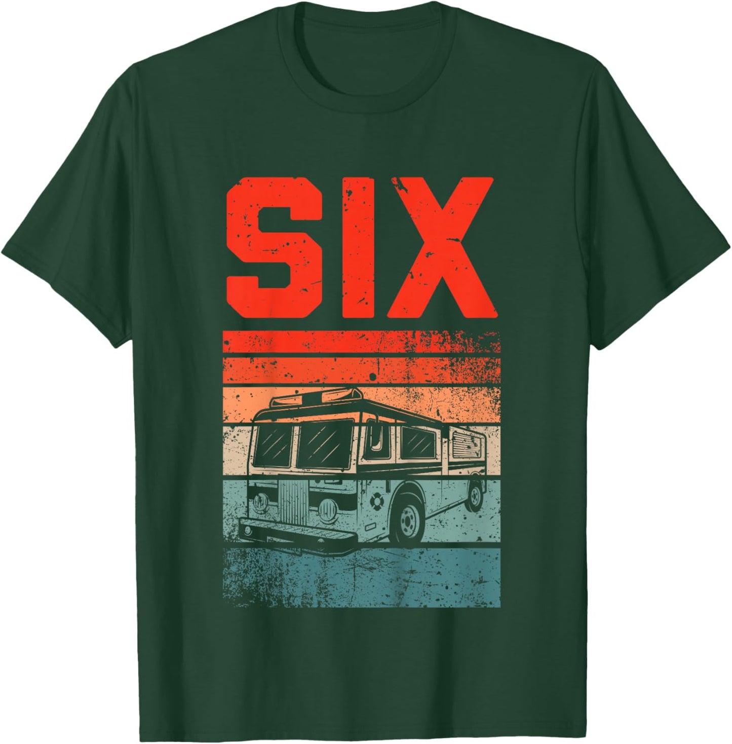 6 Year Old Shirt 6th Birthday Boy Firefighter Fire Truck T-Shirt - T-Shirt | Forest