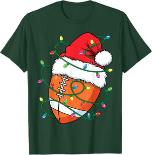 Santa Sports Design Boys Christmas Football Player T-Shirt - T-Shirt | Forest