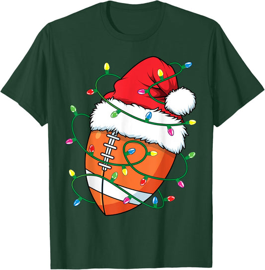 Santa Sports Design Boys Christmas Football Player T-Shirt - T-Shirt | Forest