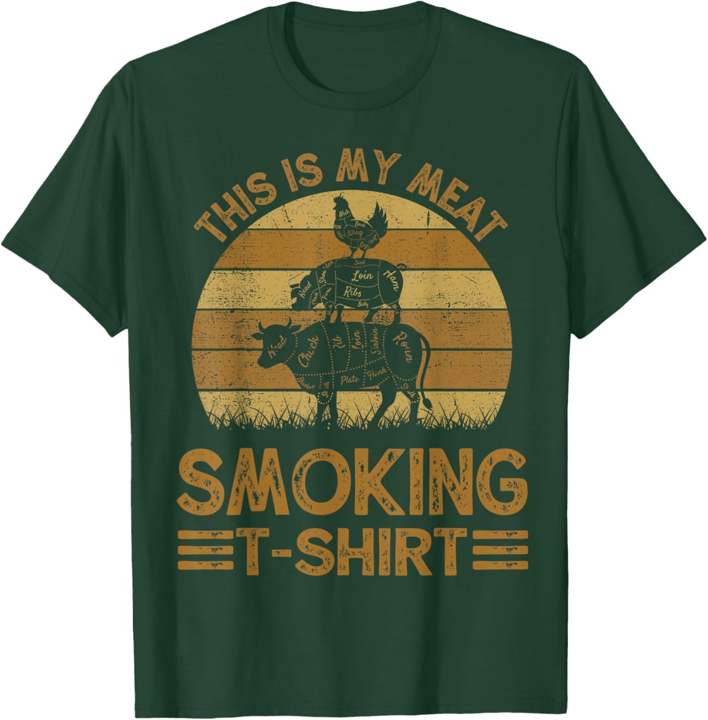 Funny This is My Meat Smoking BBQ Dad Barbeque Gift T-Shirt - T-Shirt | Forest