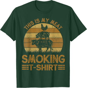 Funny This is My Meat Smoking BBQ Dad Barbeque Gift T-Shirt - T-Shirt | Forest
