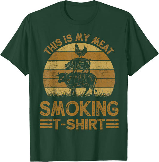 Funny This is My Meat Smoking BBQ Dad Barbeque Gift T-Shirt - T-Shirt | Forest