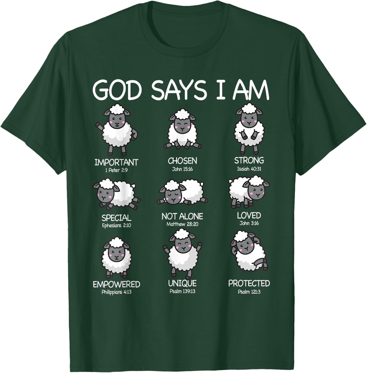 God Says I Am Cute Sheep Bible Verse Kids Toddler Girls T-Shirt - T-Shirt | Forest