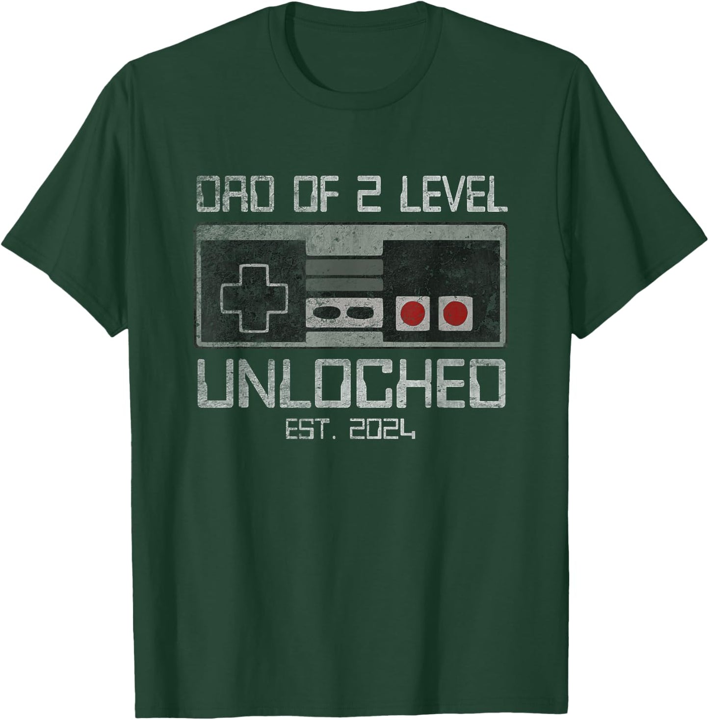 Daddy Again Leveled Up To Dad of 2 Two Level Unlocked Gamer T-Shirt - T-Shirt | Forest
