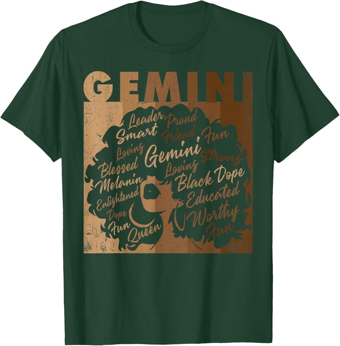Gemini Girl African American Women Melanin Birthday T-Shirt - T-Shirt | Forest