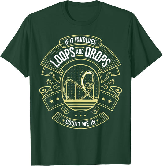 Roller Coaster Gifts & Amusement Park Apparel -Adults, Kids Black Short Sleeve Funny Rollercoaster Theme Park I Roller Coaster T-Shirt - T-Shirt | Forest