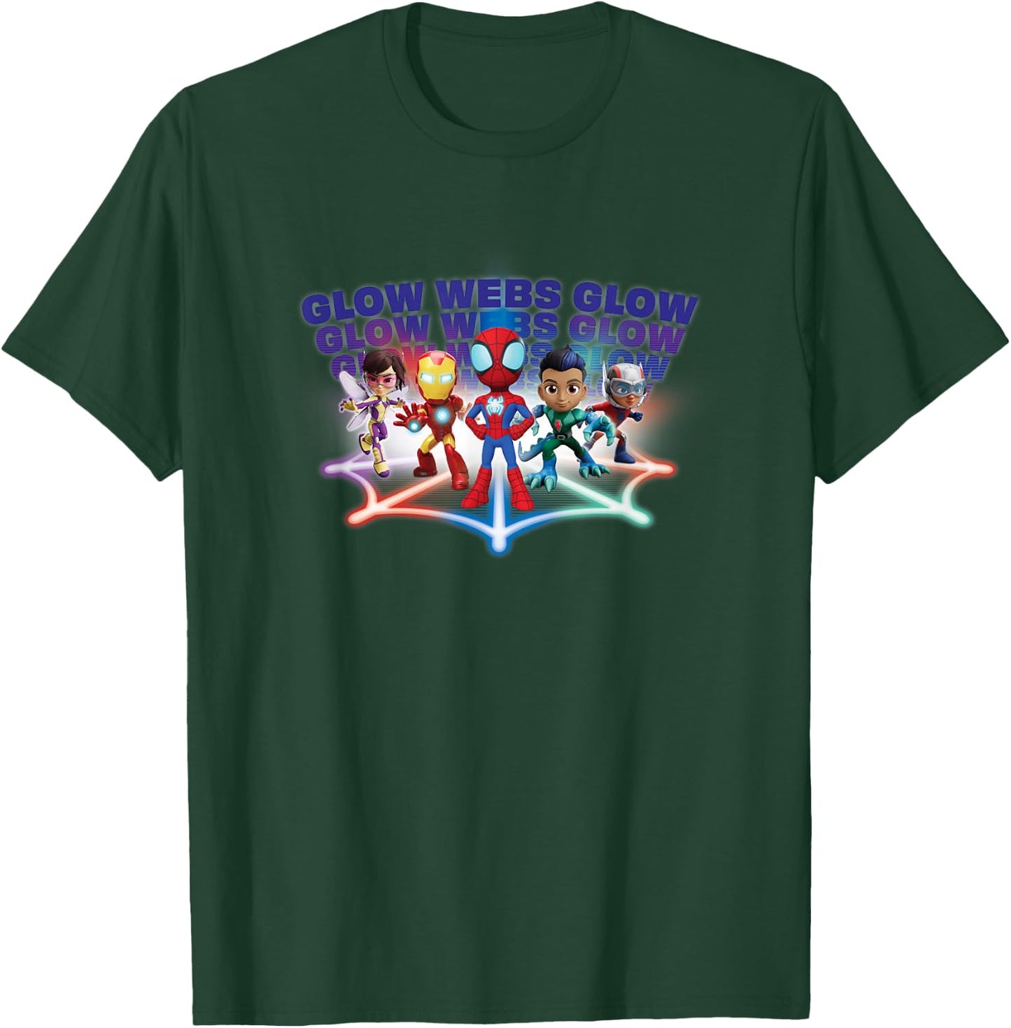 Marvel Spidey and His Amazing Friends Avengers Glow Webs T-Shirt - T-Shirt | Forest