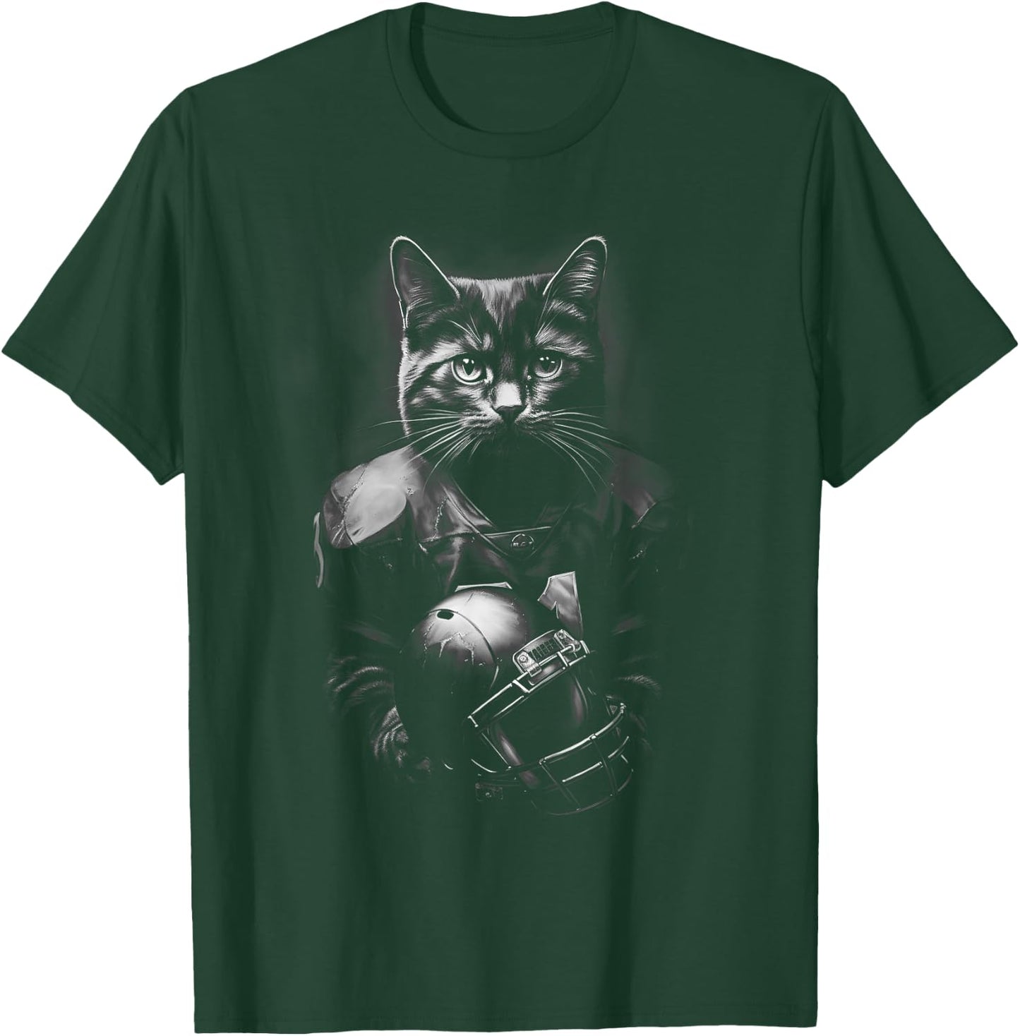 Cool Cat Football Season Funny Football Accessories Cat T-Shirt - T-Shirt | Forest