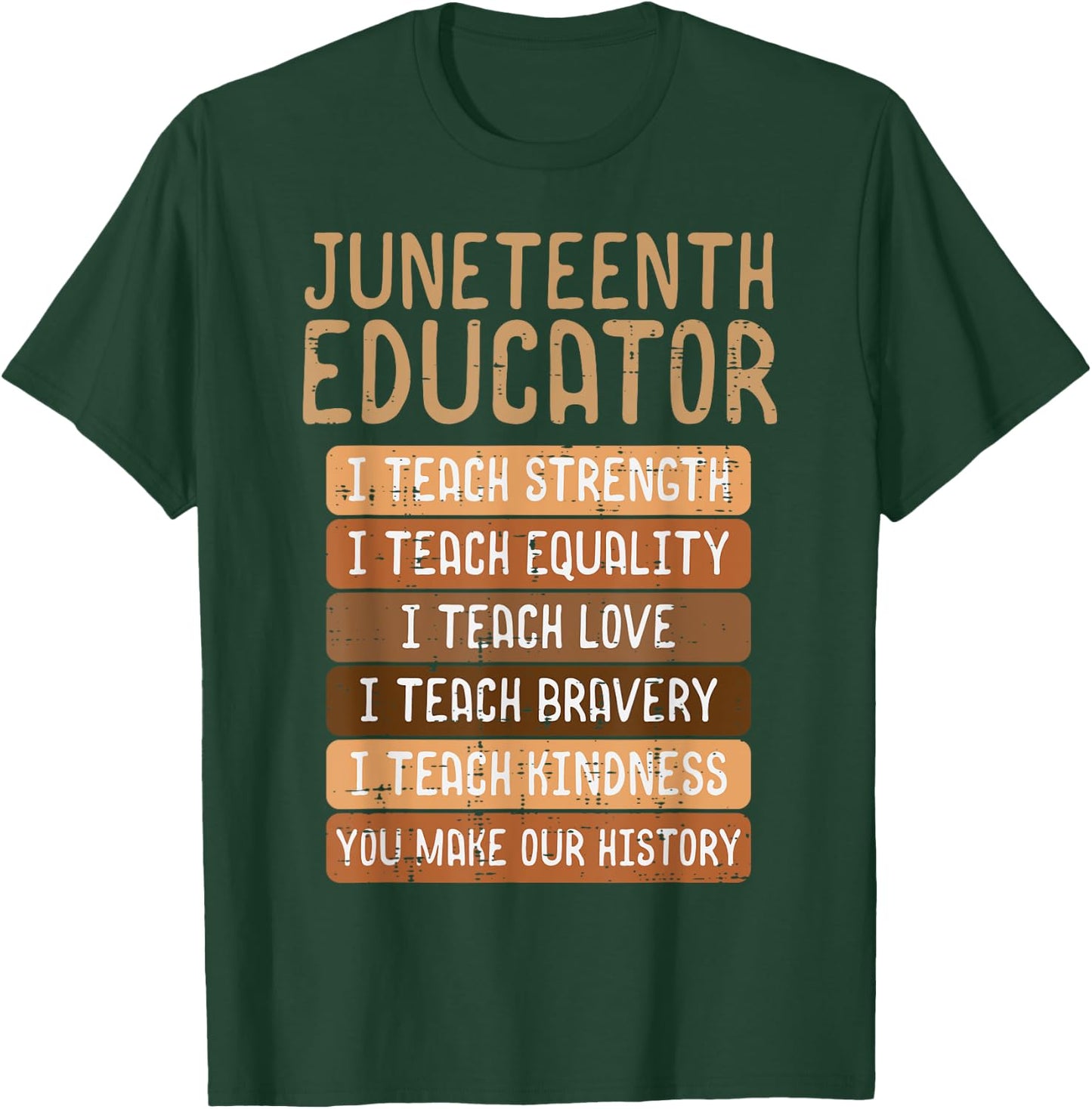 Juneteenth Educator Teach Strength Melanin Teacher Men Women T-Shirt - T-Shirt | Forest