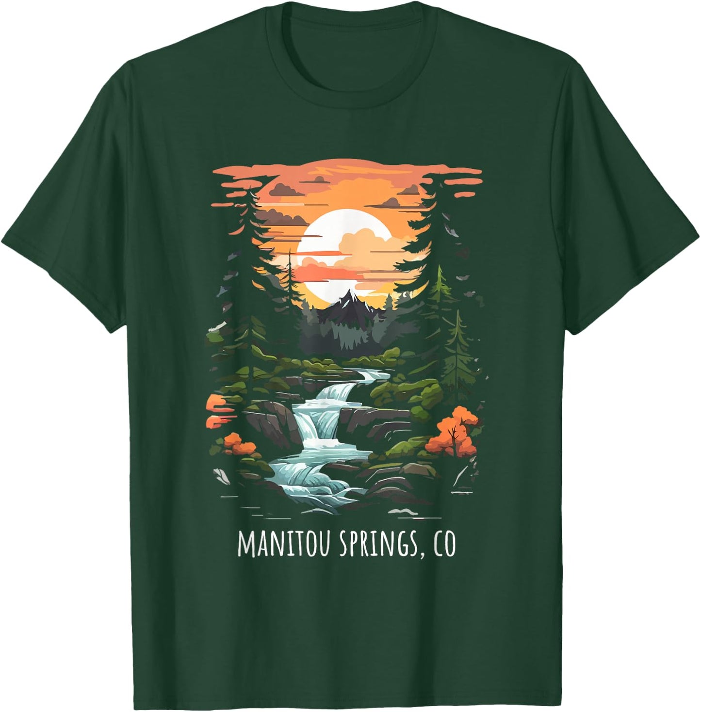 Manitou Springs CO USA Scenic Mountain Sunset Retro Style T-Shirt - T-Shirt | Forest