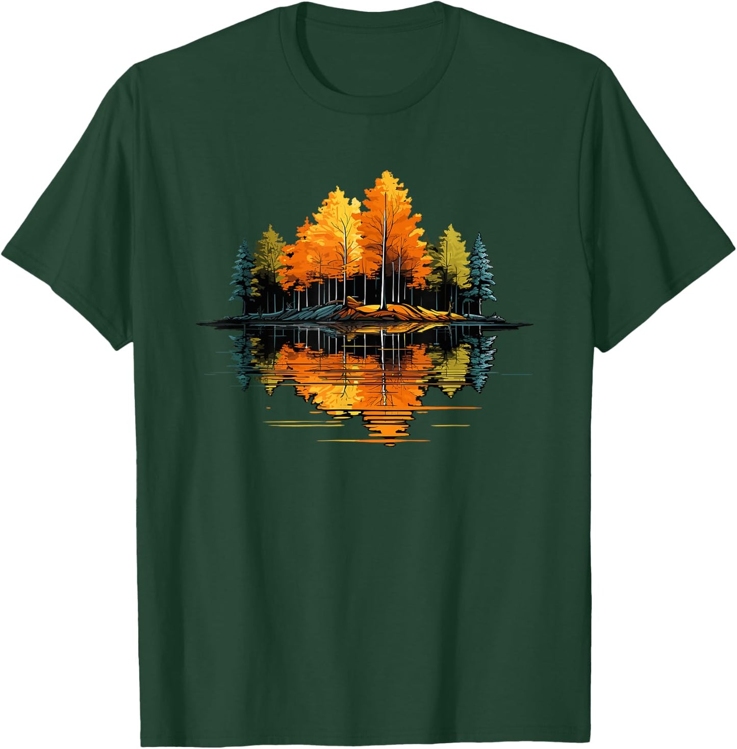Nature Reflection Forest Trees Outdoor Wildlife T-Shirt - T-Shirt | Forest