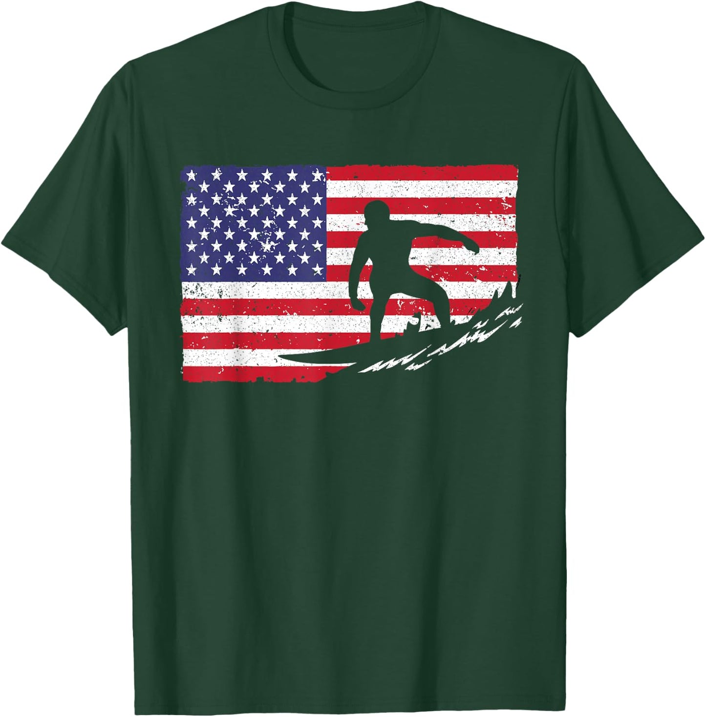 Cool Surfing Women 4th of July American Flag Surfer T-Shirt - T-Shirt | Forest