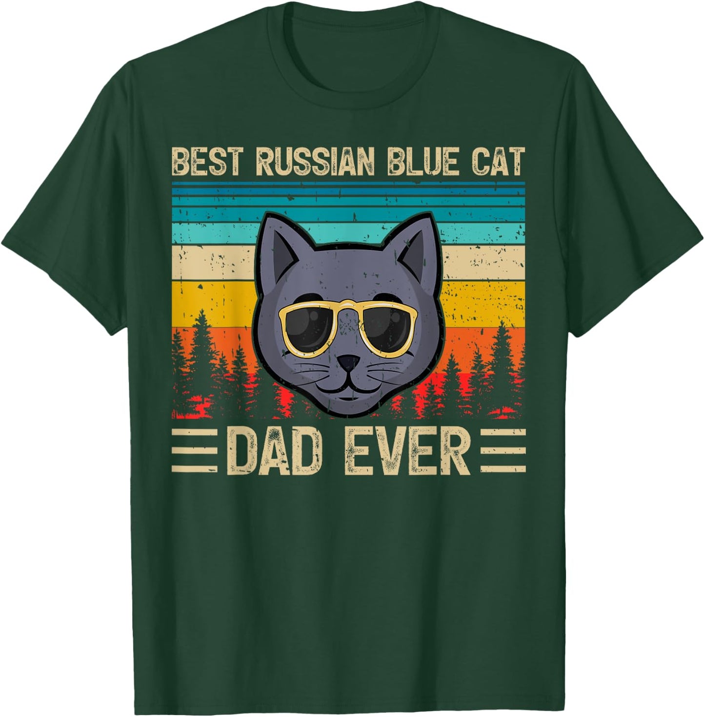 Vintage Funny Best Russian Blue Cat Dad Ever Father's Day Men T-Shirt - T-Shirt | Forest