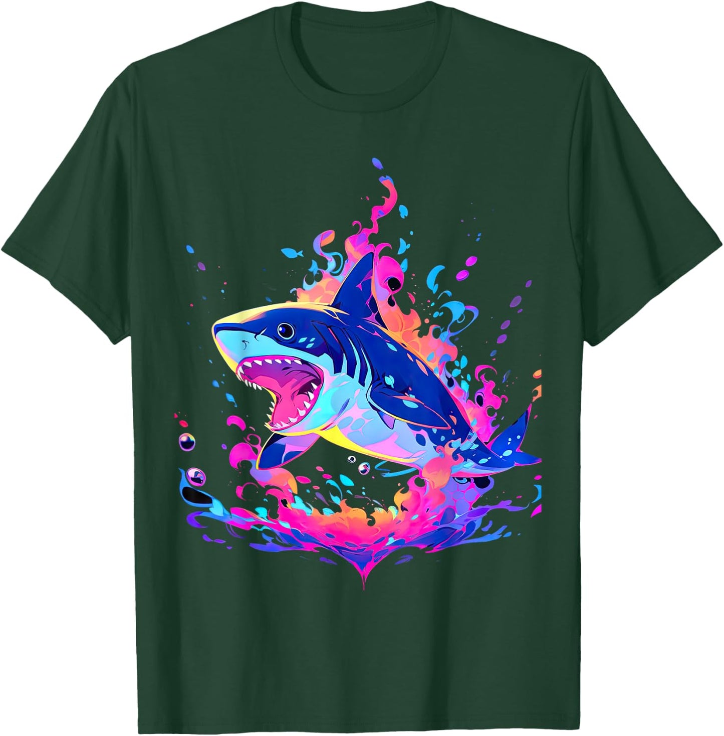 Colorful Shark, Spirit Animal, Multicolor Art T-Shirt - T-Shirt | Forest
