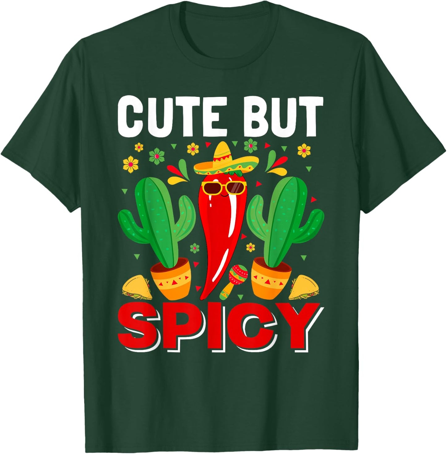 Cinco De Mayo - Cute but Spicy Mexican Fiesta Jalapenos Girl T-Shirt - T-Shirt | Forest