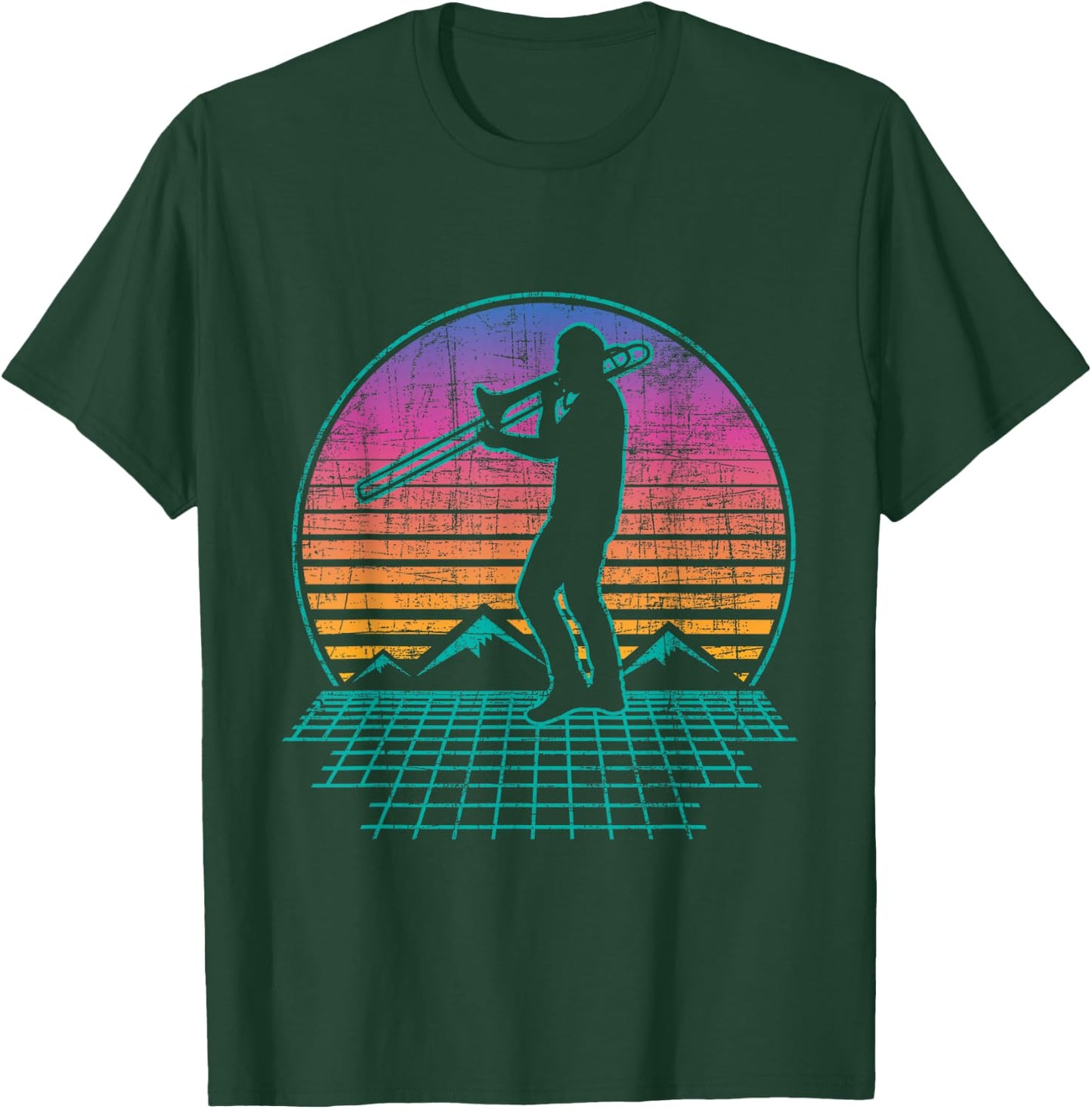 Retro Vintage Trombone Player - Trombonist Jazz Music Lover T-Shirt - T-Shirt | Forest