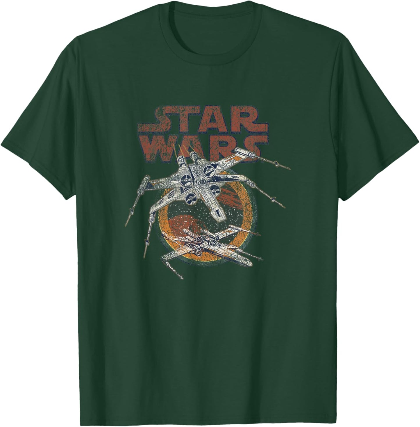 Star Wars Vintage X-Wing Fighter Distressed Battle Poster T-Shirt - T-Shirt | Forest