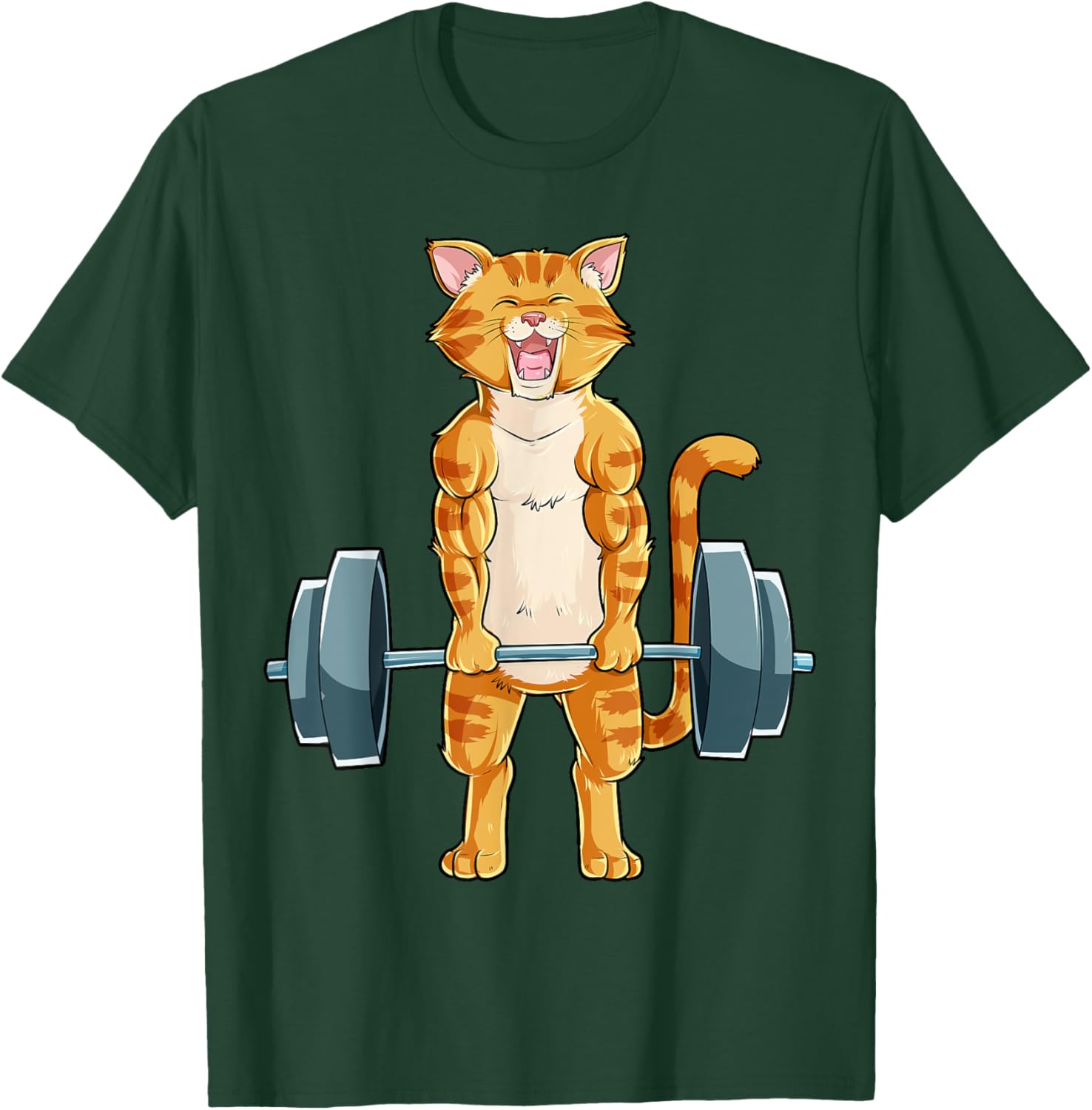 Cat Weightlifting Powerlifting Deadlift Fitness Gym Workout Men Women Girls Kids T-Shirt - T-Shirt | Forest