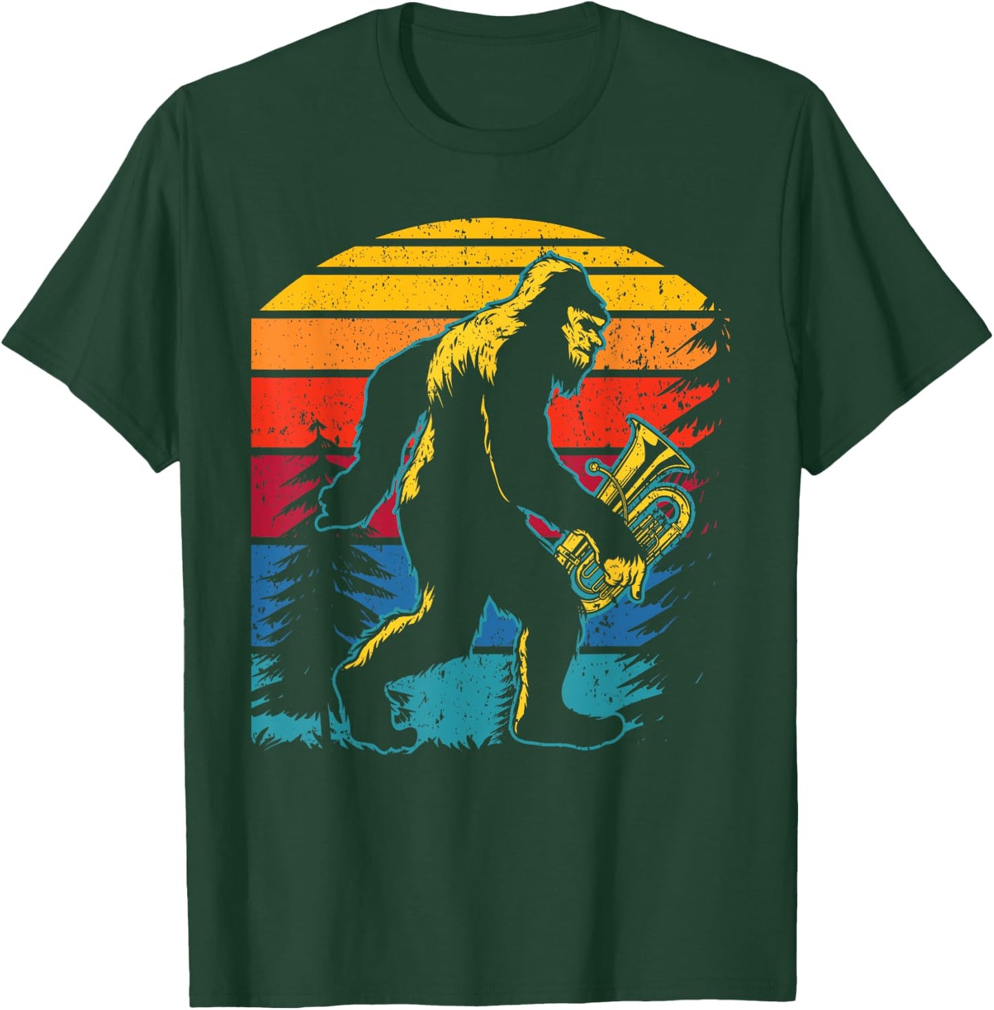 Bigfoot Lover Tuba Player Musical Instrument Musician T-Shirt - T-Shirt | Forest