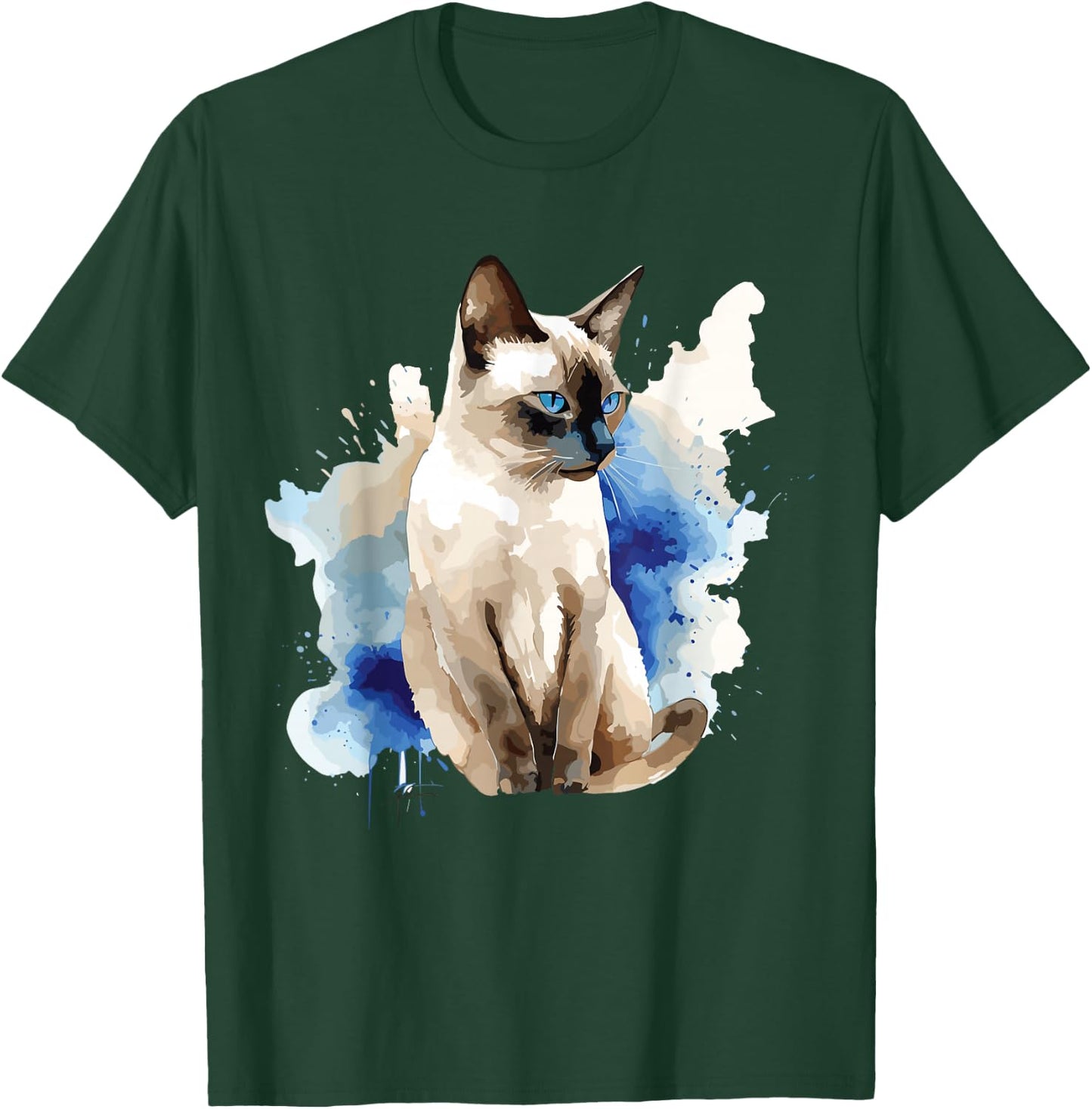 Siamese Painting Watercolor Kitten Cat Lover Siamois Kitty T-Shirt - T-Shirt | Forest