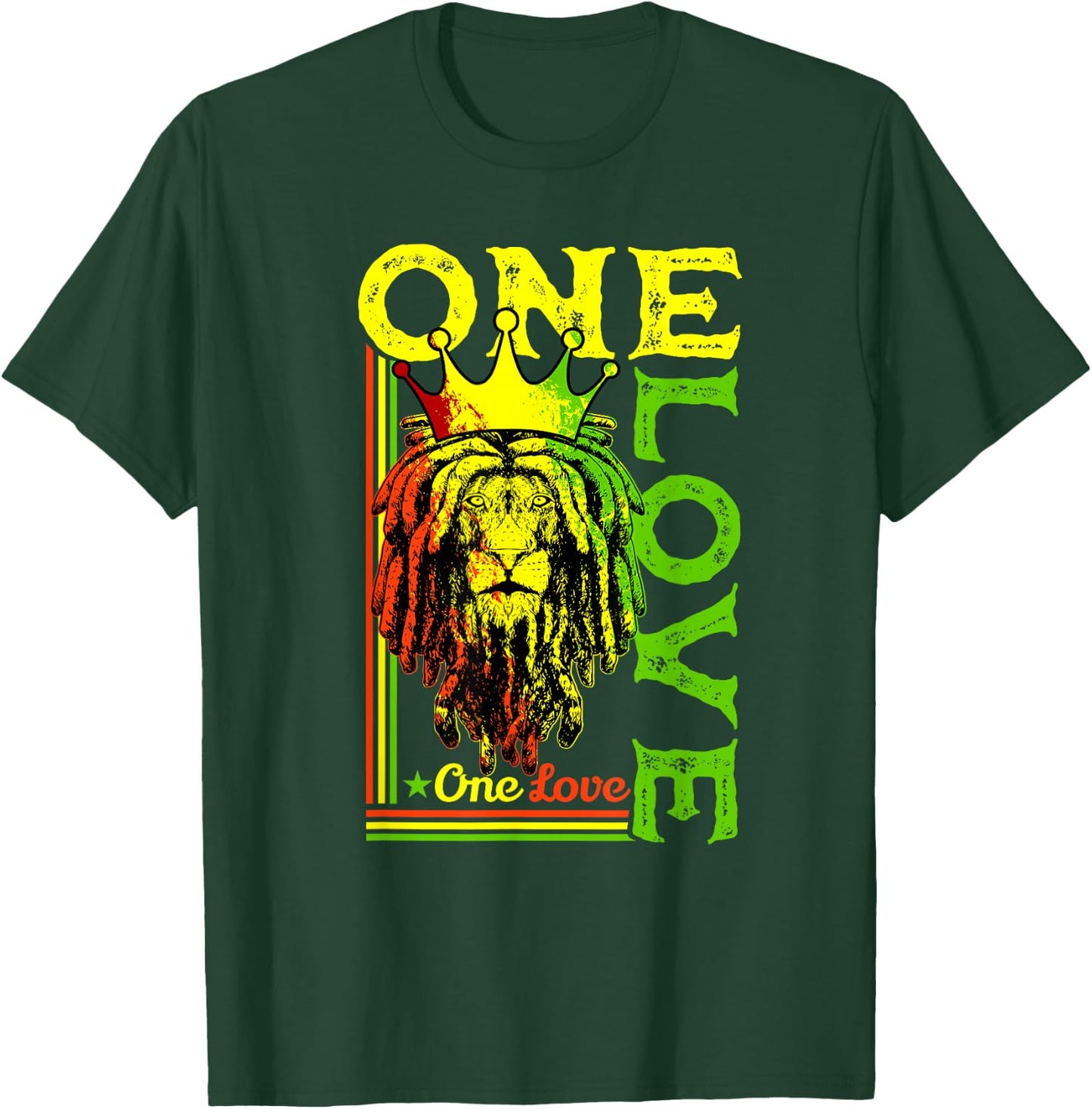 One Love Rasta Lion Jamaican Pride Reggae African T-Shirt - T-Shirt | Forest