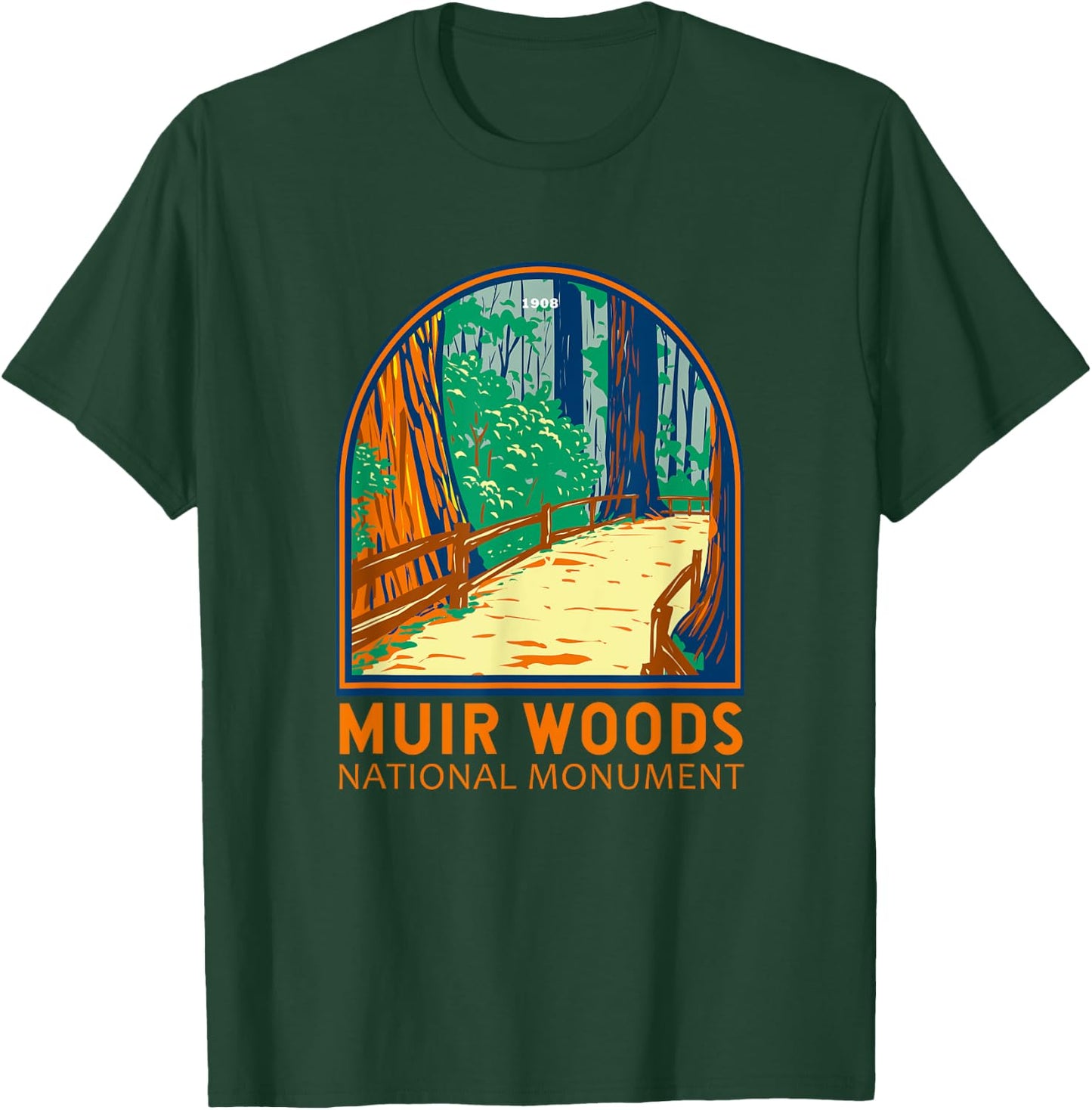 Muir Woods National Monument California Emblem Vintage T-Shirt - T-Shirt | Forest