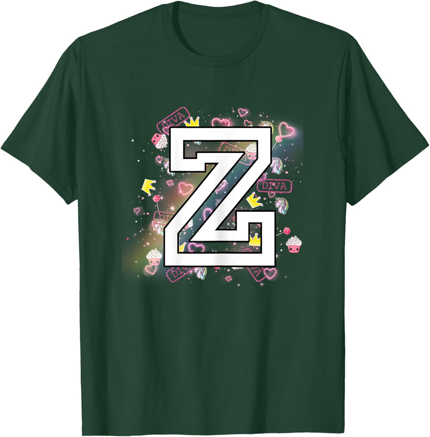 Kids Letter Z Clothing For a Girl Who's Name Starts With Z T-Shirt - T-Shirt | Forest