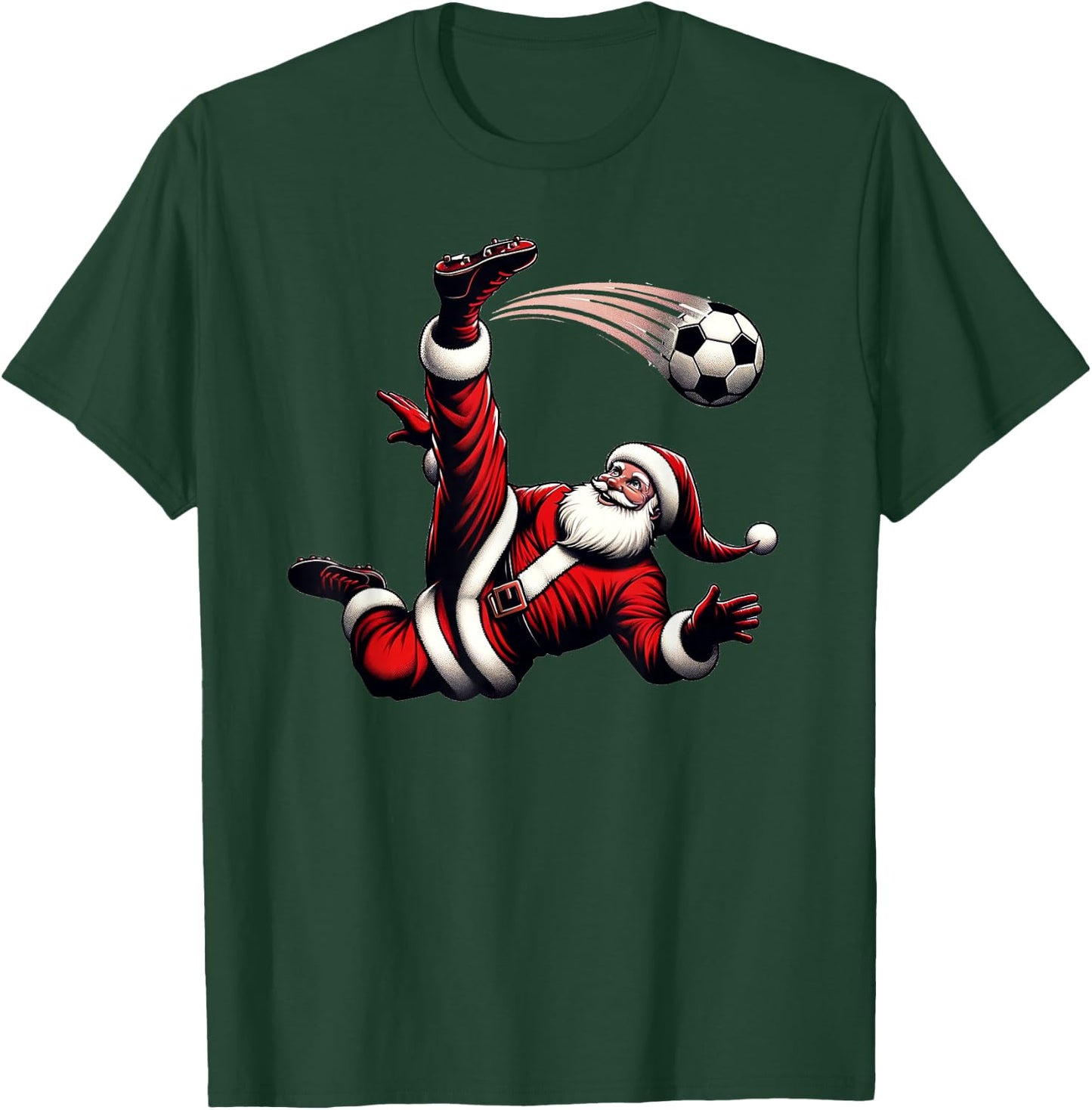 Christmas Soccer Santa Bicycle Kick Xmas Goal Boys Men Fan T-Shirt - T-Shirt | Forest
