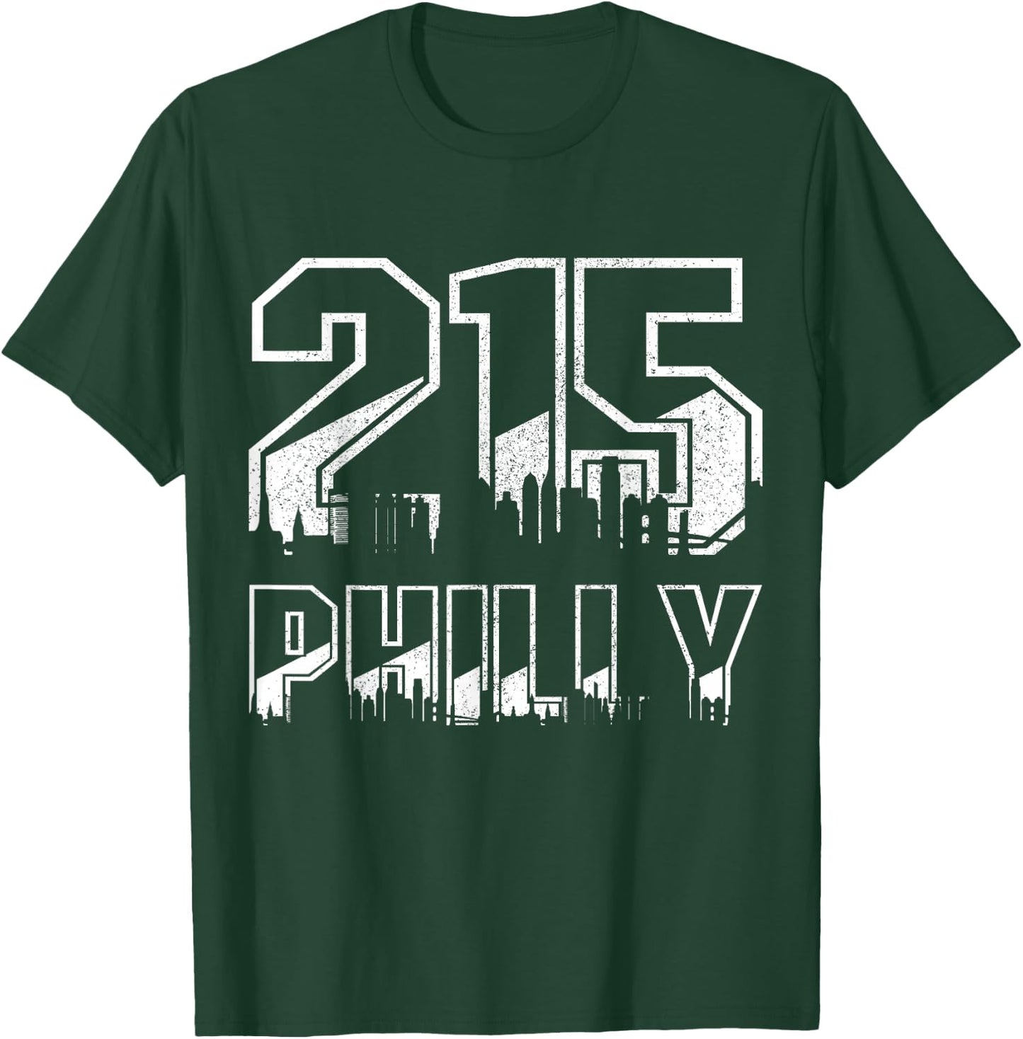 Philadelphia Pennsylvania Philly 215 Area Code Pride Skyline T-Shirt - T-Shirt | Forest