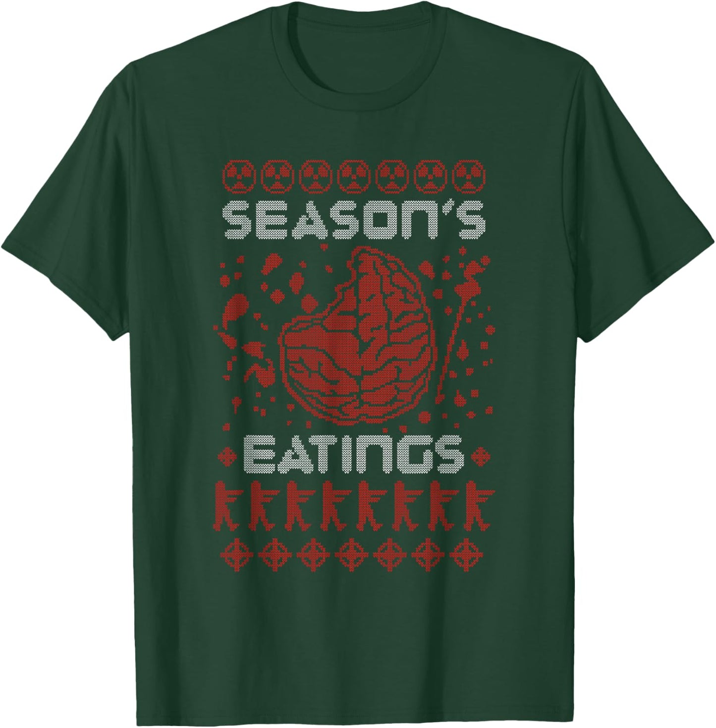 Season's Eatings Funny Zombie Ugly Christmas T-Shirt - T-Shirt | Forest