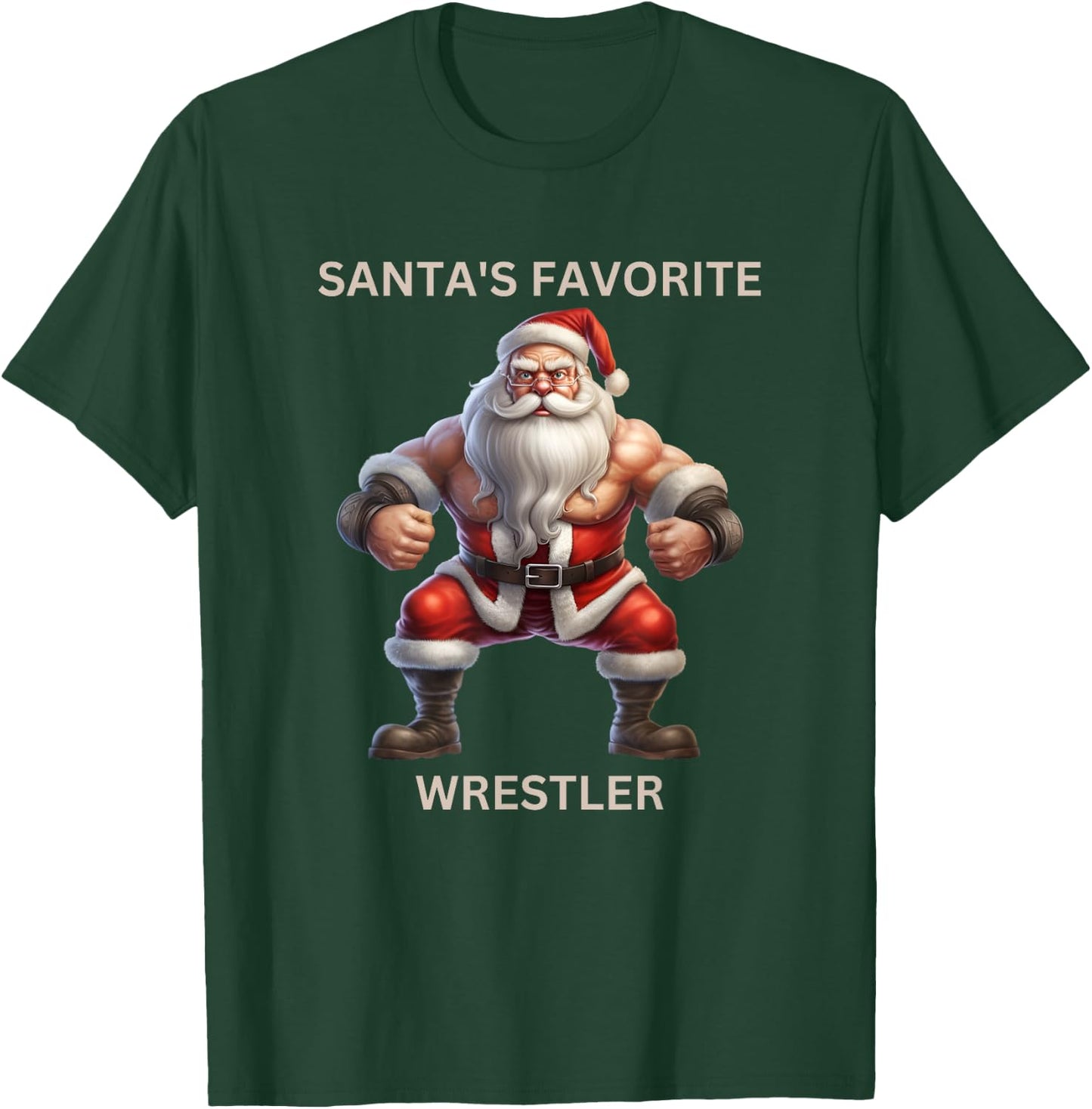 Christmas Wrestling Gift Santa's Favorite Wrestler T-Shirt - T-Shirt | Forest