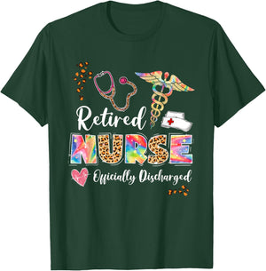 Tie Dye Retired Nurse Official Discharged Retirement Party T-Shirt - T-Shirt | Forest